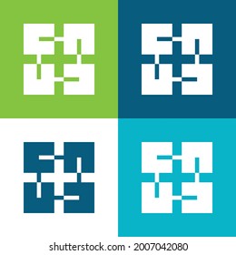 Blockchain Flat cuatro colores mínimo conjunto de iconos