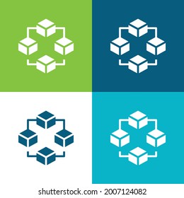 Blockchain Flat four color minimal icon set