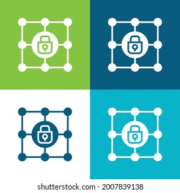 Blockchain Flat four color minimal icon set