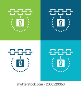 Blockchain Flat four color minimal icon set
