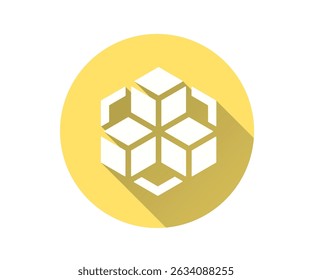 Blockchain flat icon. Simple illustration with long shadow for graphic and web design.