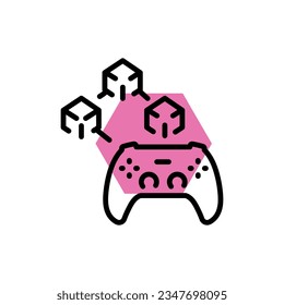 Blockchain game color line icon. Digital crypto art. Outline pictogram for web page, mobile app, promo