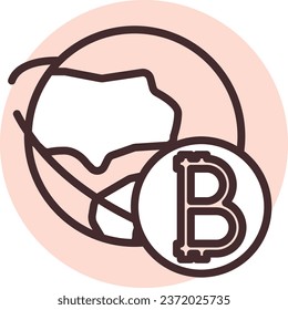 Blockchain global currency, illustration or icon, vector on white background.