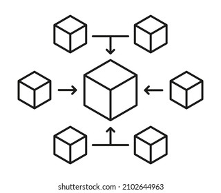 Plantilla de diseño de iconos de red global de Blockchain. protocolo de contrato inteligente de divisa Ccrypto digital. Datos globales enlazados en línea.