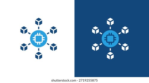 Blockchain Glyph Duotone, con fondo claro y oscuro