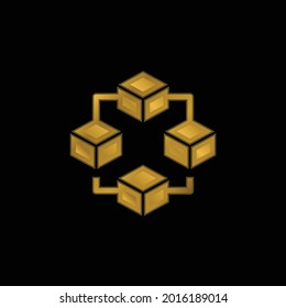 Icono metálico de la cadena de bloqueo chapado en oro o vector de logotipo