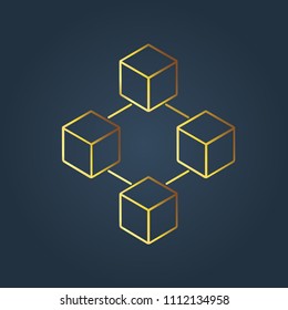 Blockchain golden logo concept. Vector.