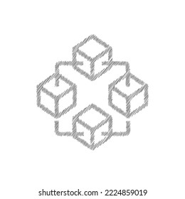 Icono del vector de esbozo gris de cadena de bloqueo. vector de bloques de criptodivisa