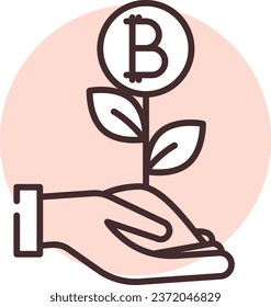 Blockchain growth, illustration or icon, vector on white background.