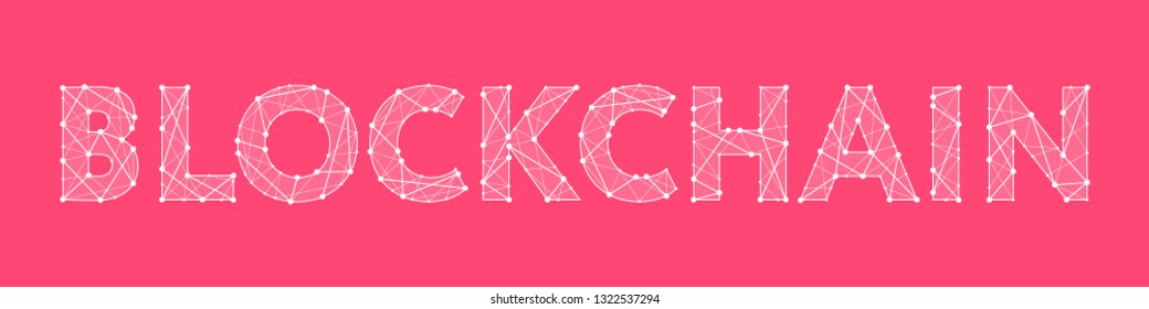 Blockchain headline logo design made of dots and thin lines