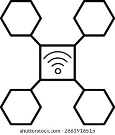 Blockchain hexagon icon representing secure data structure or decentralized network with transparent background