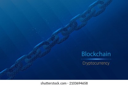 Blockchain hyperlink symbol on binary code number big data. Cryptocurrency finance bitcoin business concept vector illustration background template at plexus style