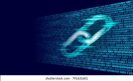 Blockchain hyperlink symbol on binary code number big data flow information. Cryptocurrency finance business concept vector illustration background template