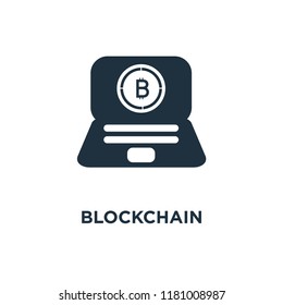 Blockchain icon. Black filled vector illustration. Blockchain symbol on white background. Can be used in web and mobile.