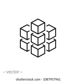 blockchain icon, block chain technology for finance line sign - vector illustration eps10