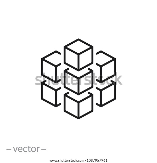 blockchain icon, block chain\
technology for finance line sign - vector illustration\
eps10