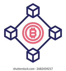 Ilustração do vetor de cor do ícone de cadeia de blocos