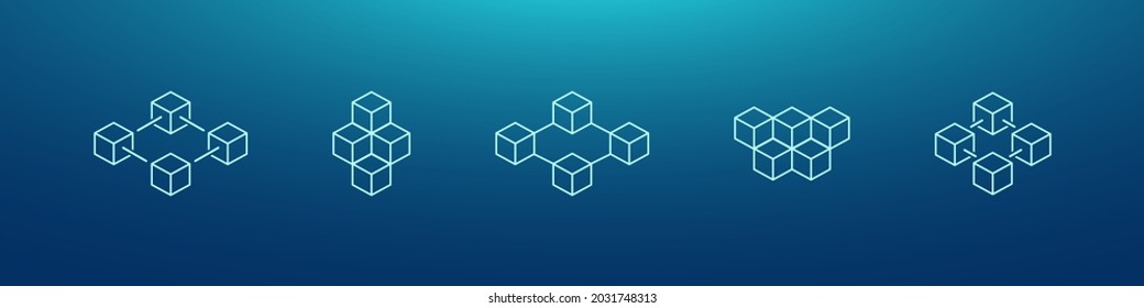 icono de blockchain. icono de logo de cadena de bloques de moneda criptográfica vector aislado 