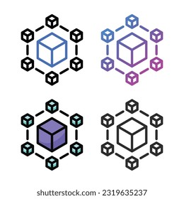 Blockchain icon design in four variation color