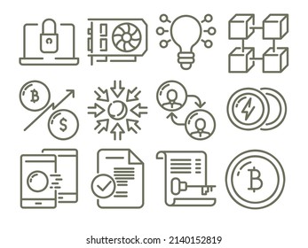 blockchain icon design
with outline style