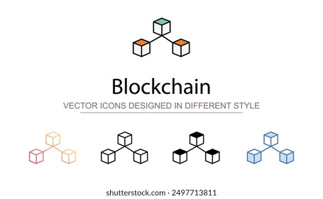Blockchain-Symboldesign auf weißem Hintergrund - Stockgrafik