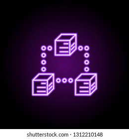 blockchain icon. Elements of Bitcoin Blockchain in neon style icons. Simple icon for websites, web design, mobile app, info graphics