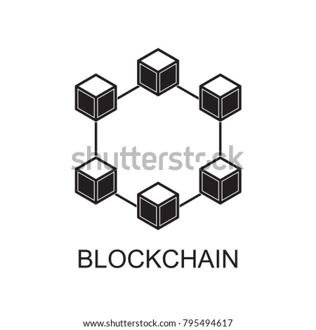 blockchain icon flat balck