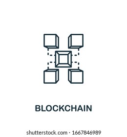 Blockchain icon from industry 4.0 collection. Simple line element Blockchain symbol for templates, web design and infographics