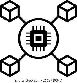 Icono de blockchain aislado sobre fondo blanco. Concepto de blockchain y criptomoneda