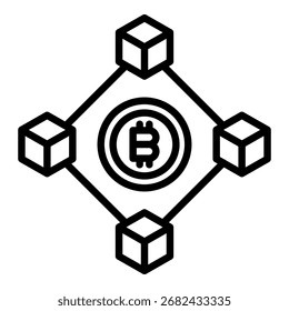 Ilustración vectorial de línea de icono de cadena de bloques