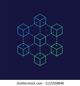 
Blockchain icon logo concept on dark background. Cryptocurrency data sign design vector illustration

