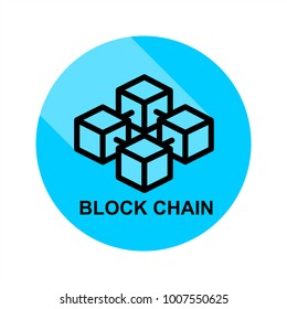 Blockchain icon with long shadow in circle.