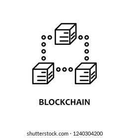 blockchain icon with name. Element of crypto currency for mobile concept and web apps. Thin line blockchain icon can be used for web and mobile