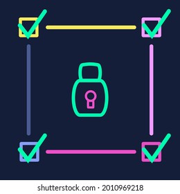 Icono de la cadena de bloqueo en colores de neón