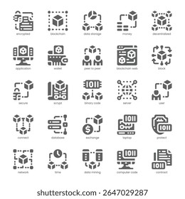 Blockchain Icon pack for your website, mobile, presentation, and logo design. Blockchain Icon solid design. Vector graphics illustration and editable stroke.