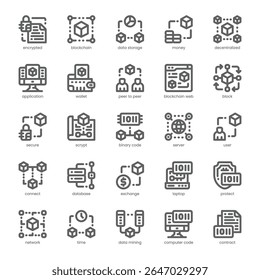 Blockchain Icon pack for your website, mobile, presentation, and logo design. Blockchain Icon outline design. Vector graphics illustration and editable stroke.