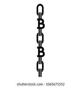 Blockchain icon. Blockchain records represented by bitcoins connected with chain links. Vector Illustration
