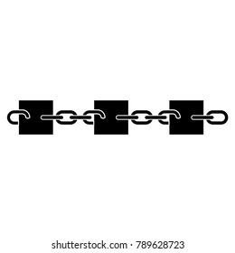 Blockchain icon. Blockchain records represented by blocks connected with chain links. Vector Illustration