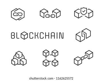 Blockchain Icon Set Stock Vector (Royalty Free) 1162625572
