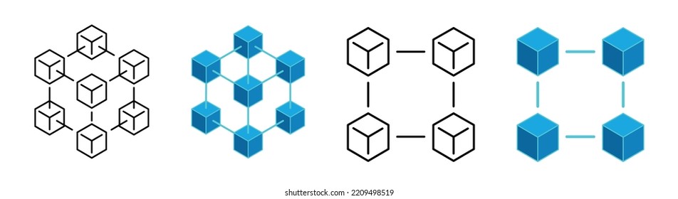 Blockchain Icon Set. Block Validation In The Blockchain. Blockchain Technology. Abstract Hexagon Background. Editable Stroke Icons. Vector Illustration