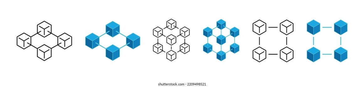 Blockchain Icon Set. Block Validation In The Blockchain. Blockchain Technology. Abstract Hexagon Background. Editable Stroke Icons. Vector Illustration