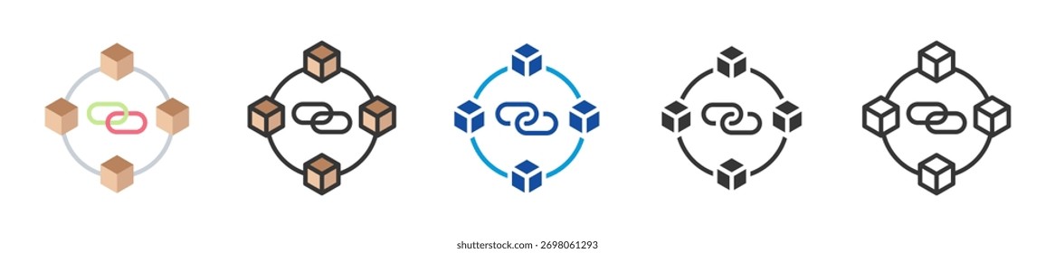 blockchain icon set multi style various collection