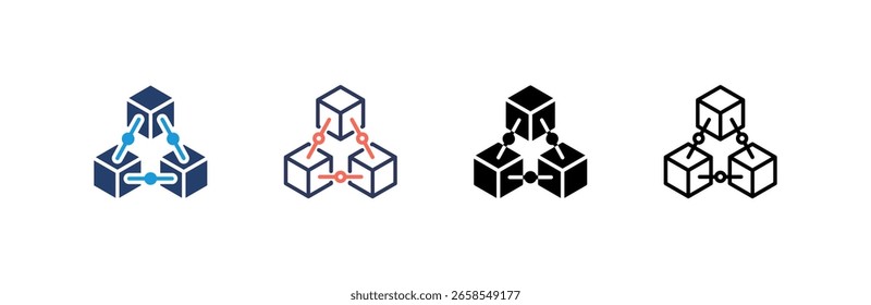 Blockchain icon set multiple style collection