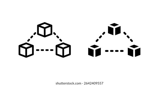 Blockchain icon set symbolizing digital network, decentralization, and cryptocurrency infrastructure