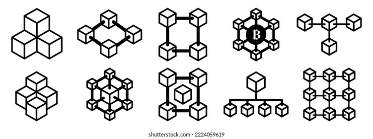 blockchain icon set, blockchain vector set sign symbol