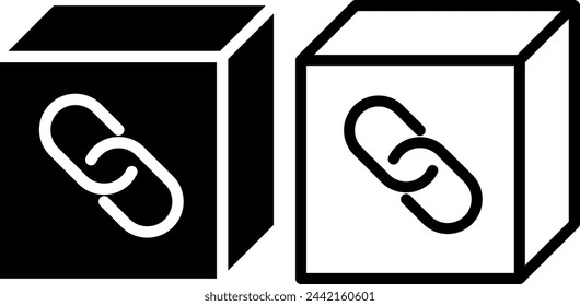 blockchain icon, sign, or symbol in glyph and line style isolated on transparent background. Vector illustration