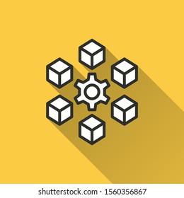 Blockchain icon. Simple illustration with long shadow isolated for graphic and web design.