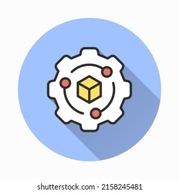 Blockchain icon. Simple illustration with long shadow for graphic and web design.
