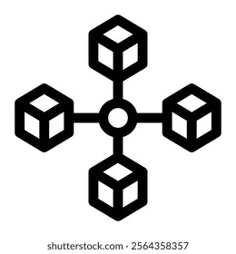 Blockchain icon with simple and line style