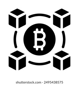 blockchain icon with style glyph